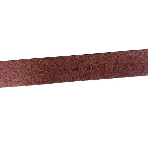 Chicos Brown Leather Belt With Ornate Filigree Buckle & Turquoise Accents - Picture 5 of 6